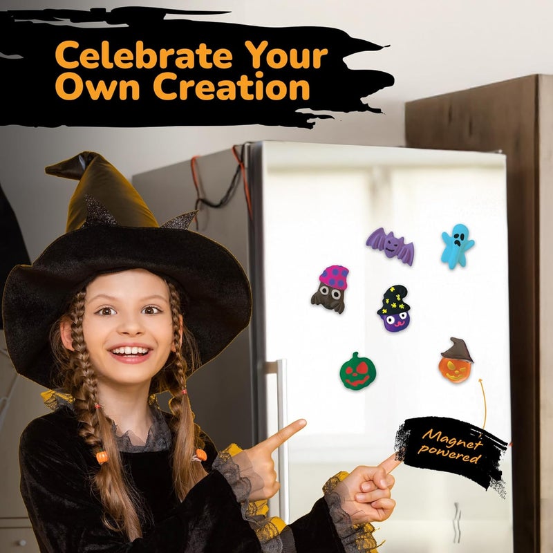 Art Creativity Halloween Ceramic Fridge Magnet Painting Kit - 6 Pack - Halloween Fall Craft Set Includes Paint, Brushes, Magnets - DIY Home Decor Art & Craft for Beginners - Classroom Gifts Supplies - Image 5